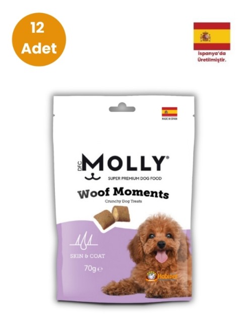 Molly - Molly Woof Moments Deri ve Tüy Bakımı İçin Köpek Ödülü 70 gr x 12 Adet