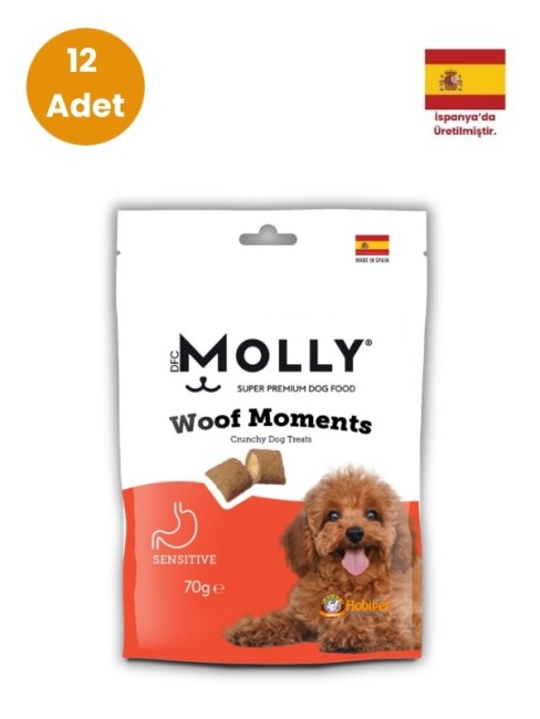 Molly - Molly Woof Moments Sensitive Hassas Sindirim Köpek Ödül Maması 70 gr x 12 Adet