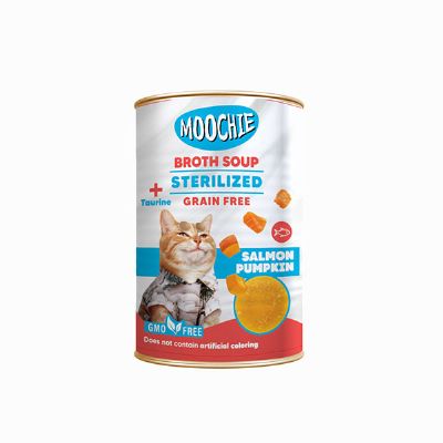 Moochie - Moochie Sterilised Somon Ve Balkabak Et Suyu Kısır Kedi Çorbası 135 Ml X 6 Adet