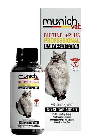 Munich Vet - Munich Vet Biotine Plus Kedi Tüy Ve Multivitamin Damlası 100 Ml