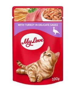 My Love - My Love Hindili Yetişkin Kedi Pouch Mama 100 Gr X 24 Adet