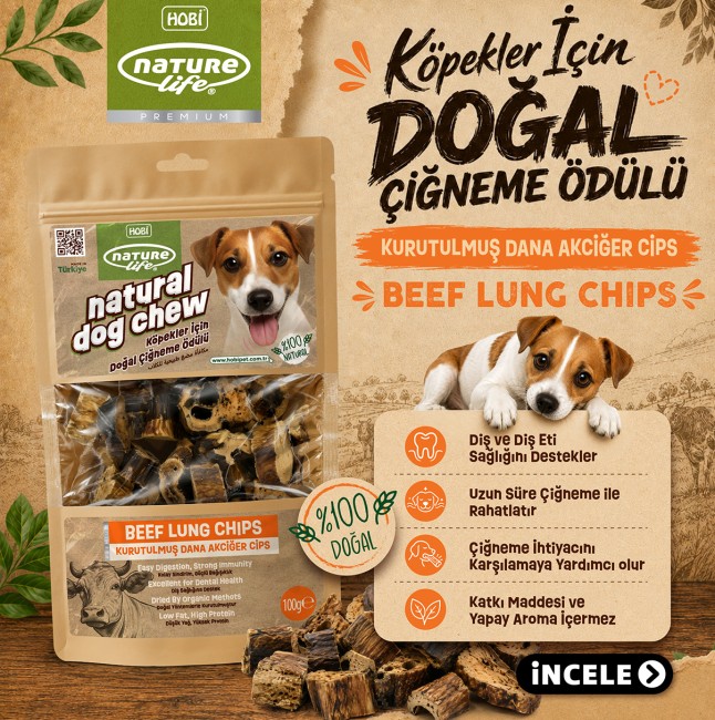 NatureLife - Naturelife Kurutulmuş Dana Akciğer Cips Köpek Ödülü 100 gr