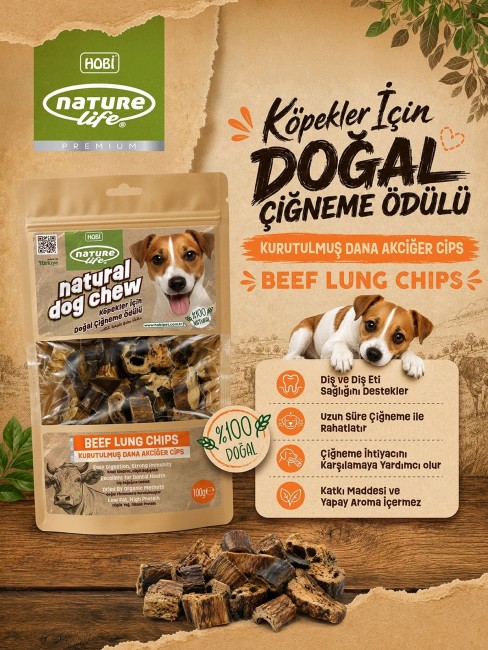 Naturelife Kurutulmuş Dana Akciğer Cips Köpek Ödülü 100 gr