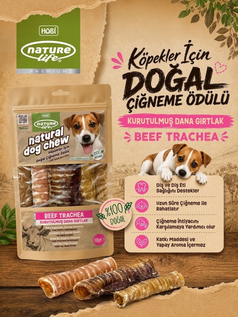 Naturelife Kurutulmuş Dana Gırtlak Köpek Çiğneme Ödülü 100 gr