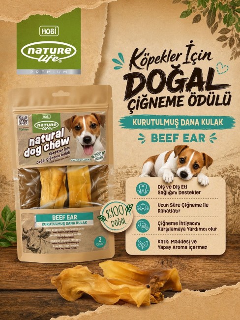 NatureLife - Naturelife Kurutulmuş Dana Kulak Köpek Çiğneme Ödülü 2’li