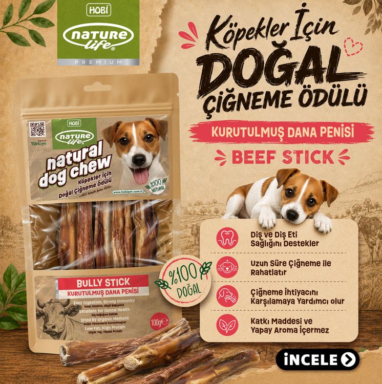 Naturelife Kurutulmuş Dana Penisi Köpek Çiğneme Ödülü 100 gr