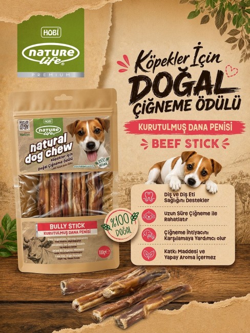 Naturelife Kurutulmuş Dana Penisi Köpek Çiğneme Ödülü 100 gr