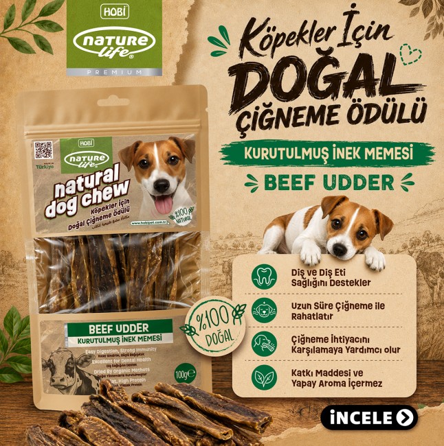 NatureLife - Naturelife Kurutulmuş İnek Memesi Köpek Çiğneme Ödülü 100 gr