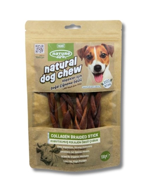 NatureLife - Naturelife Kurutulmuş Kolajen Örgü Çubuk Köpek Çiğneme Ödülü 100 gr