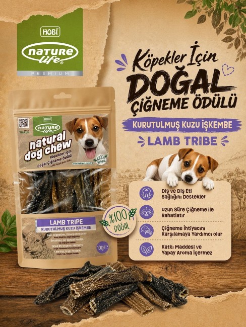 NatureLife - Naturelife Kurutulmuş Kuzu İşkembe Köpek Çiğneme Ödülü 100 gr