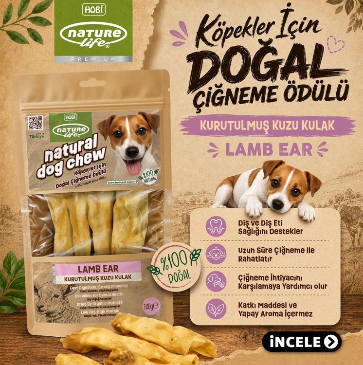 Naturelife Kurutulmuş Kuzu Kulak Köpek Çiğneme Ödülü 100 gr