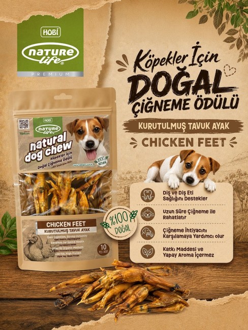 Naturelife Kurutulmuş Tavuk Ayak Köpek Çiğneme Ödülü 10’lu