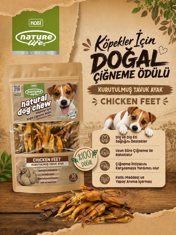Naturelife Kurutulmuş Tavuk Ayak Köpek Çiğneme Ödülü 10’lu - 1