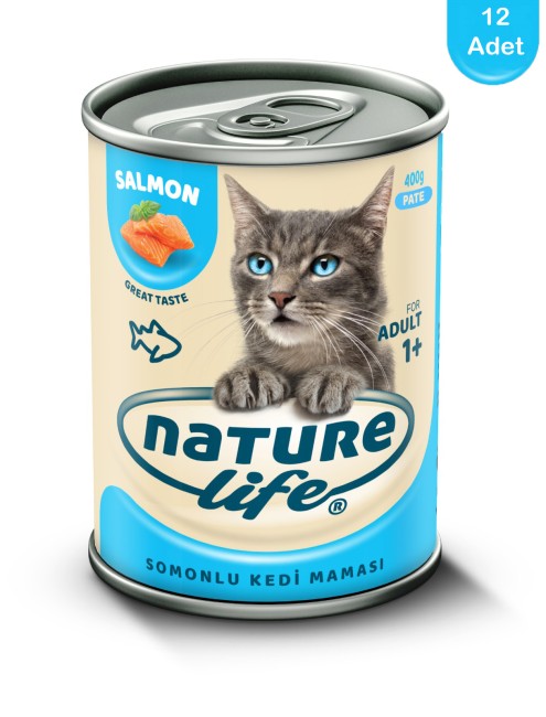 NatureLife - Naturelife Somonlu Ezme Kedi Konservesi 400gr x 12 Adet