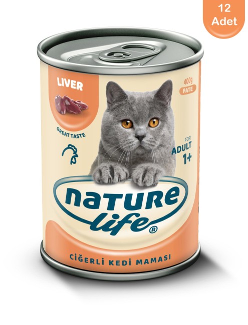NatureLife - Naturelife Ciğerli Ezme Kedi Konservesi 400gr x 12 Adet