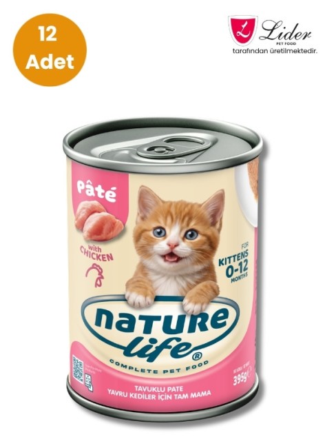 NatureLife - ​Naturelife Kitten Tavuklu Ezme Yavru Kedi Konservesi 395 Gr x 12 Adet