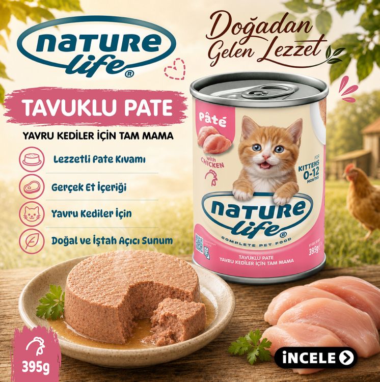 ​Naturelife Kitten Tavuklu Ezme Yavru Kedi Konservesi 395 Gr