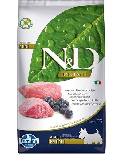 ND Prime Mini Tahılsız Kuzu Etli Ve Yaban Mersinli Köpek Maması 7 Kg ND Prime Mini Tahılsız Kuzu Etli Ve Yaban Mersinli Köpek Maması 7 Kg