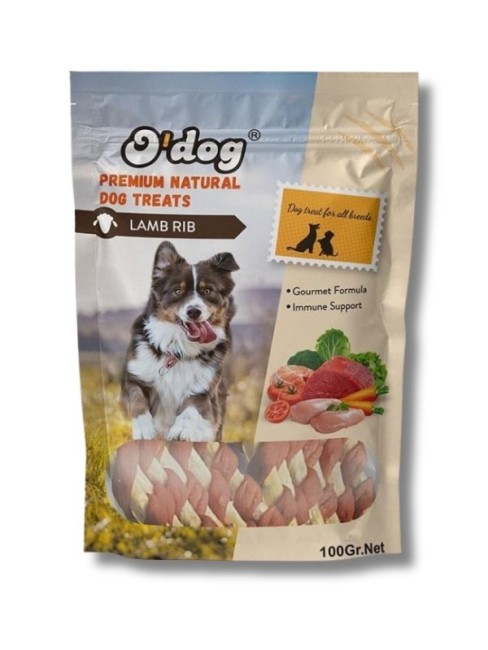 O Dog DT5109 Kuzu Parçacıklı Sargılı Köpek Ödülü 100 Gr - Thumbnail