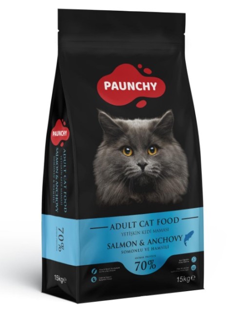 Paunchy - Paunchy Somonlu Ve Hamsili Yetişkin Kedi Maması 15 Kg