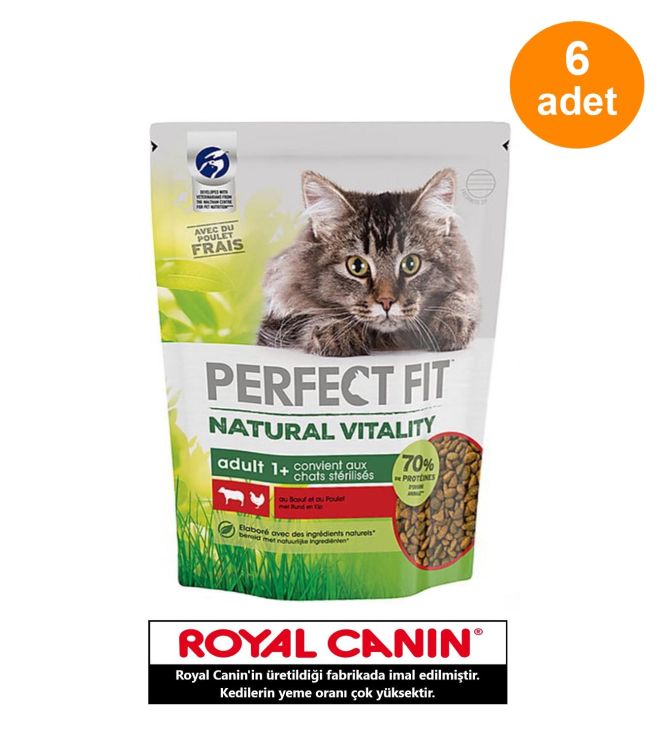 Perfect Fit Biftekli Tavuklu Yetişkin Kedi Maması 1 Kg X 6 Adet