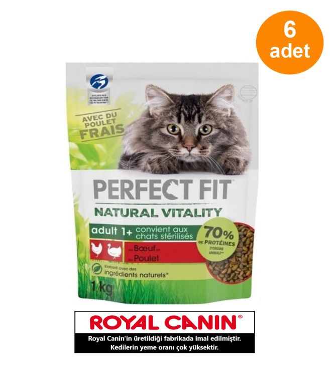 Perfect Fit Tavuklu Hindili Yetişkin Kedi Maması 1 Kg X 6 Adet