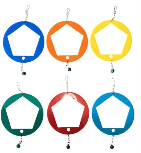 Pet City - Pet City Beşgen Halka Pleksi Kuş Oyuncağı X 10 Adet