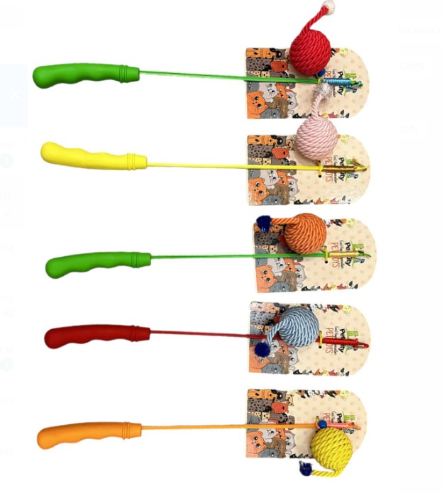 Pet City İp Sargılı Top Kedi Oltası Rd-1001