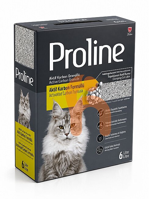Proline - Proline Aktif Karbon Granüllü Bentonit Kedi Kumu 6 Litre