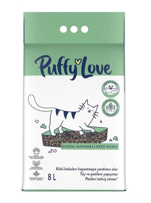 Puffy Love - Puffy Love Doğal Kaynaklı Kedi Kumu 8 Lt (2400 Gr)