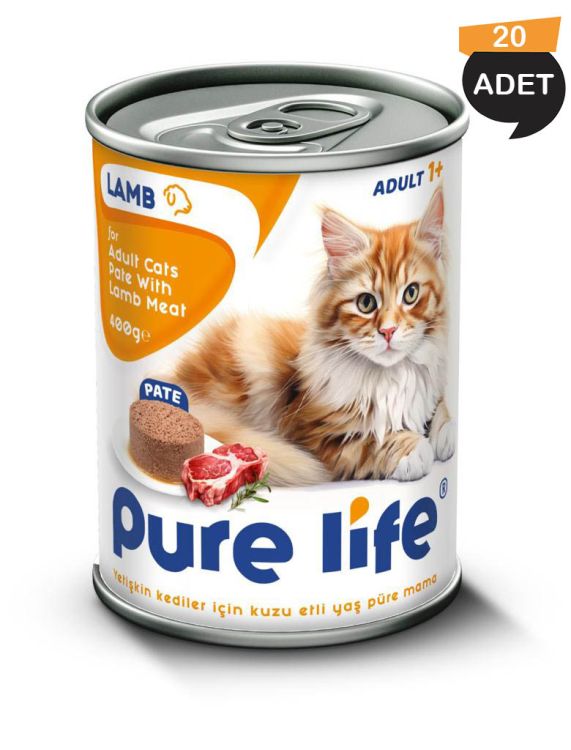 Pure Life Kuzu Etli Pate Kedi Maması 400gr x 20 Adet