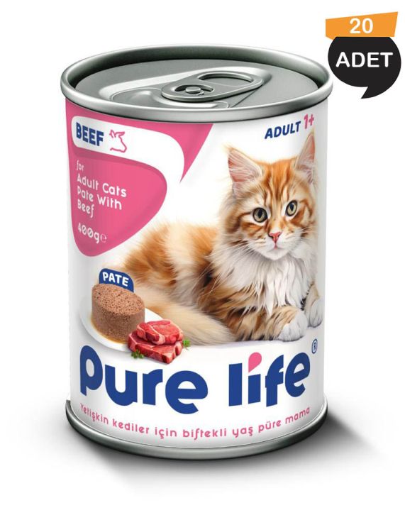 Pure Life Sığır Etli Pate Kedi Maması 400gr x 20 Adet