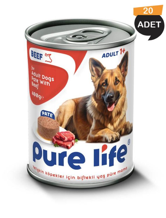 Pure Life Biftekli Pate Köpek Konservesi 400gr x 20 Adet