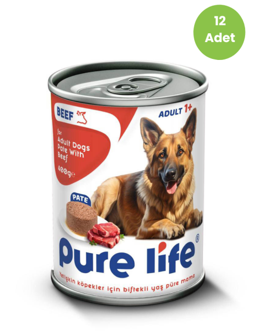 Purelife - Pure Life Biftekli Pate Köpek Konservesi 400gr x 12 Adet