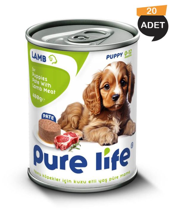 Pure Life Kuzu Etli Pate Yavru Köpek Konservesi 400gr x 20 Adet