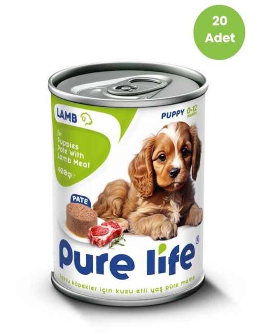 Purelife - Pure Life Kuzu Etli Pate Yavru Köpek Konservesi 400gr x 20 Adet