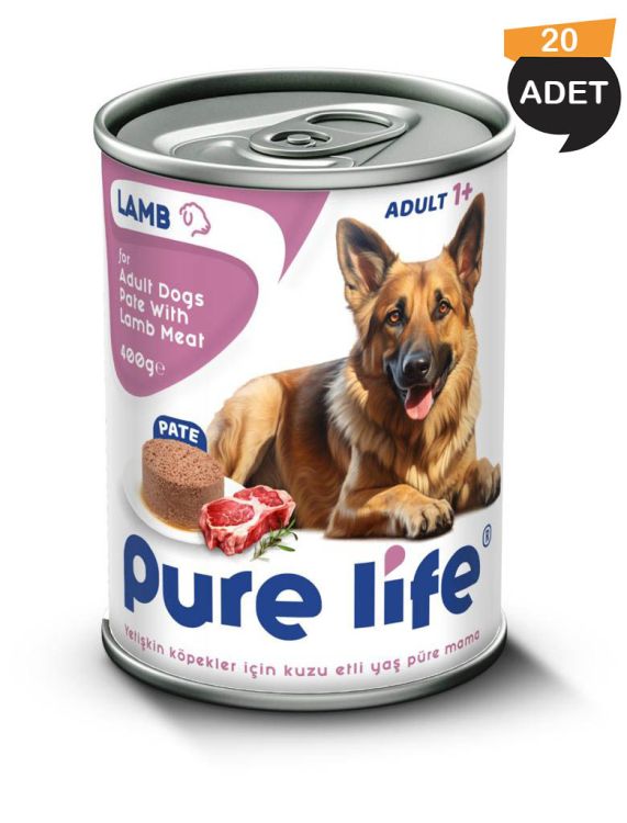 Pure Life Kuzu Etli Pate Köpek Konservesi 400gr x 20 Adet
