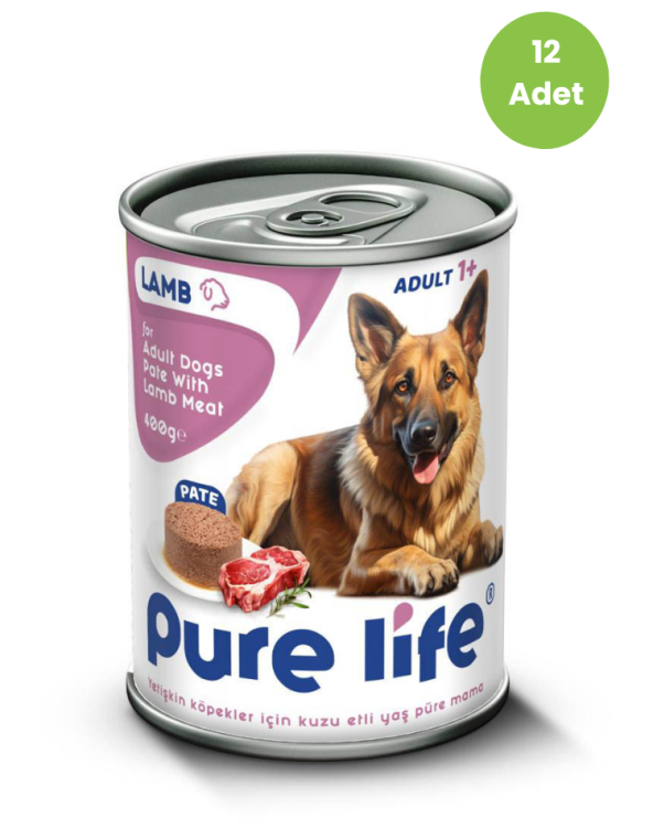 Pure Life Kuzu Etli Pate Köpek Konservesi 400gr x 12 Adet