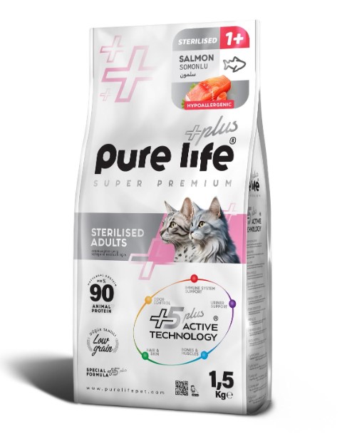 Purelife - Pure Life Plus Somonlu Kısırlaştırılmış Kedi Maması 1.5 Kg