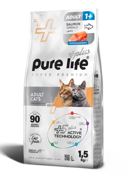 Purelife - Pure Life Plus Somonlu Yetişkin Kedi Maması 1.5 Kg