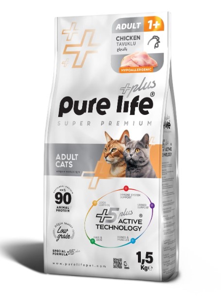 Purelife - Pure Life Plus Tavuklu Yetişkin Kedi Maması 1.5 Kg