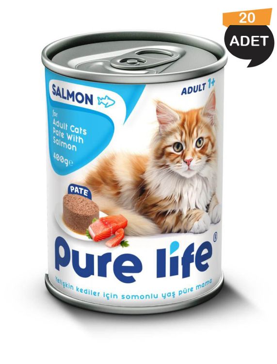 Pure Life Somon Balıklı Pate Kedi Konservesi 400gr x 20 Adet