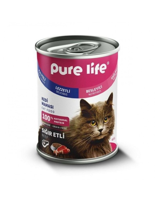 Purelife - Pure Life Sığır Etli Yetişkin Kedi Konserve 415 Gr x 24 Adet