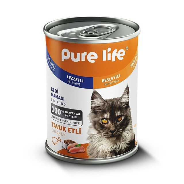 Purelife - Pure Life Tavuklu Yetişkin Kedi Konservesi 415 Gr x 24 Adet