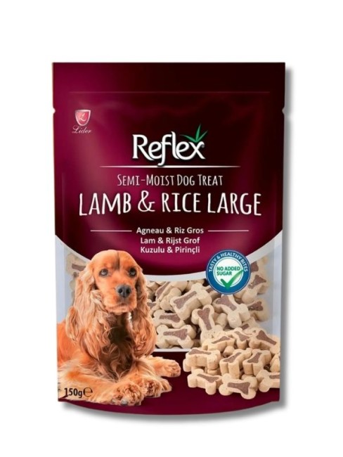 Reflex - Reflex Kuzu Etli ve Pirinçli Yarı Yumuşak Büyük Boy Köpek Ödül Maması 150 gr