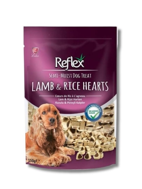 Reflex - Reflex Kuzulu ve Pirinçli Mini Kalpli Yarı Yumuşak Köpek Ödül Maması 150 gr