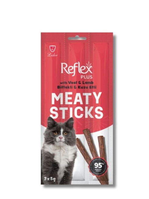 Reflex Plus - Reflex Plus Biftekli ve Kuzulu Tahılsız Kedi Ödül Çubuğu 5 gr x 3 Adet