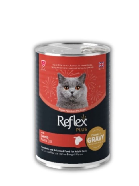 Reflex Plus - Reflex Plus Gravy Soslu Parça Etli Kuzulu Kedi Konservesi 400 gr
