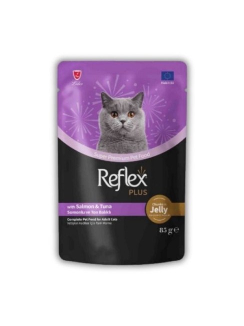 Reflex - Reflex Plus Jöle İçinde Parça Somon Ve Ton Balıklı Yetişkin Kedi Pouch 85 Gr