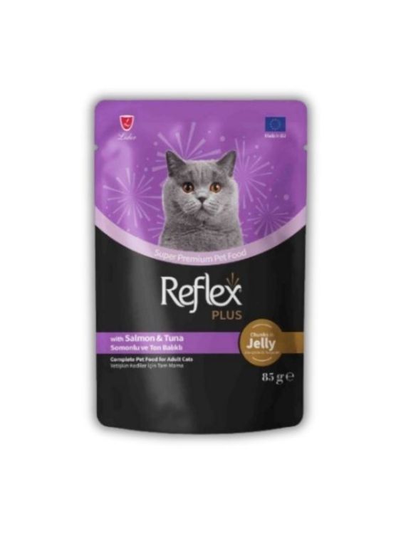 Reflex Plus Jöle İçinde Parça Somon Ve Ton Balıklı Yetişkin Kedi Pouch 85 Gr